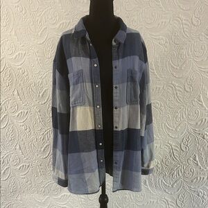 American Eagle Outfitters Blue Plaid Utility Jacket